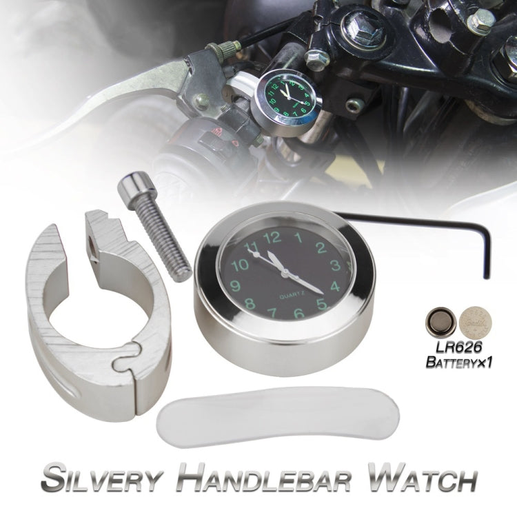 2 PCS Motorcycle 22-25mm Handlebar Clock Quartz Watch with Lock (Silver) - Others by PMC Jewellery | Online Shopping South Africa | PMC Jewellery | Buy Now Pay Later Mobicred