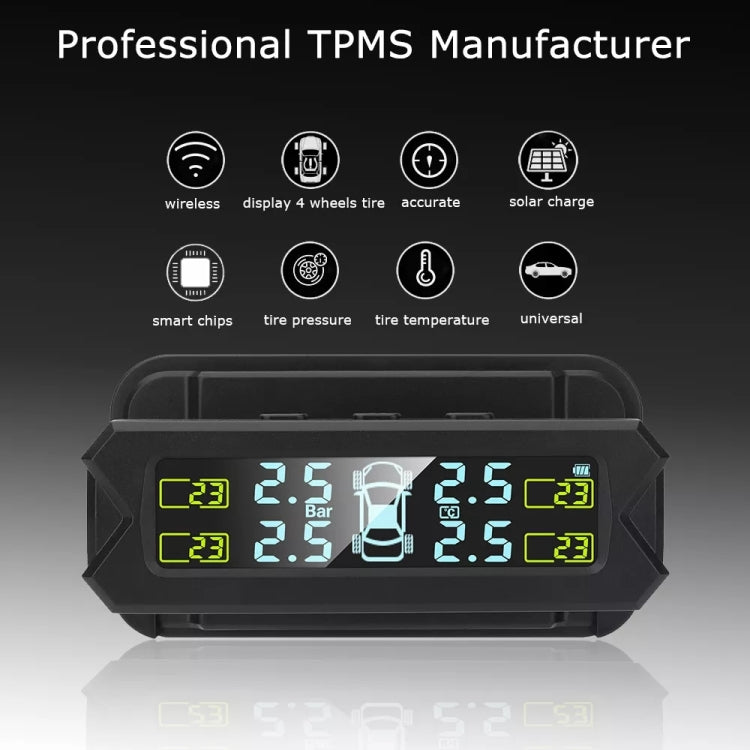 Car High Precision Solar Charging Tire Pressure Monitoring System TPMS, Built-in Beep Sensor - Tire Pressure Gauges by PMC Jewellery | Online Shopping South Africa | PMC Jewellery