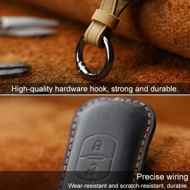 For Mazda Old Style Hallmo Car Cowhide Leather Key Protective Cover Key Case, Three Keys Version(Black) - Car Key Cases by Hallmo | Online Shopping South Africa | PMC Jewellery | Buy Now Pay Later Mobicred