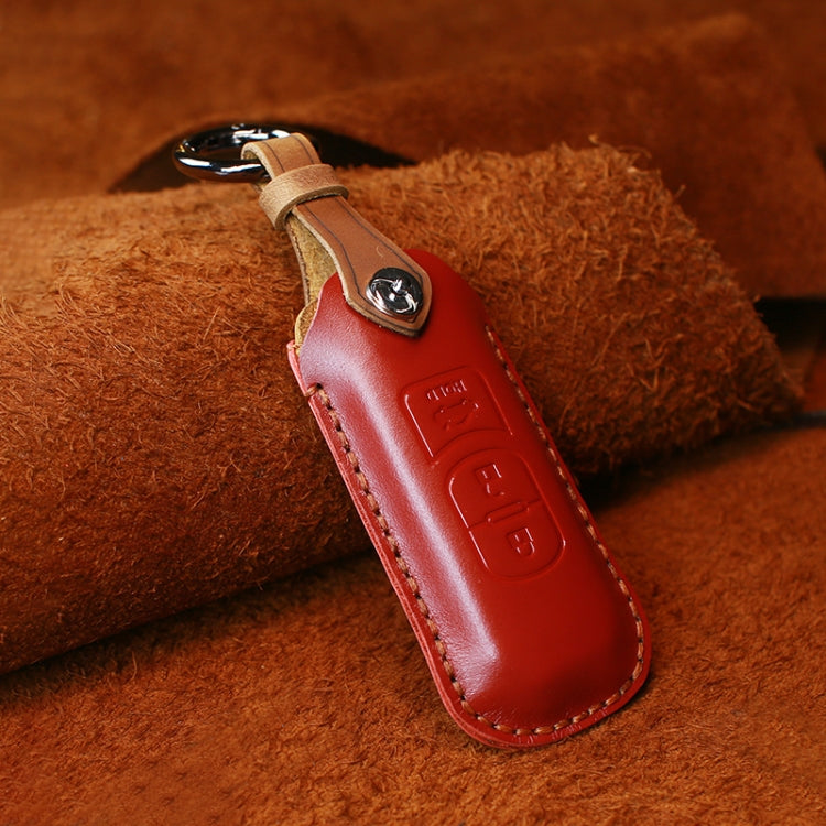 For Mazda Old Style Hallmo Car Cowhide Leather Key Protective Cover Key Case, Three Keys Version(Red) - free shipping - PMC Jewellery - Order now!