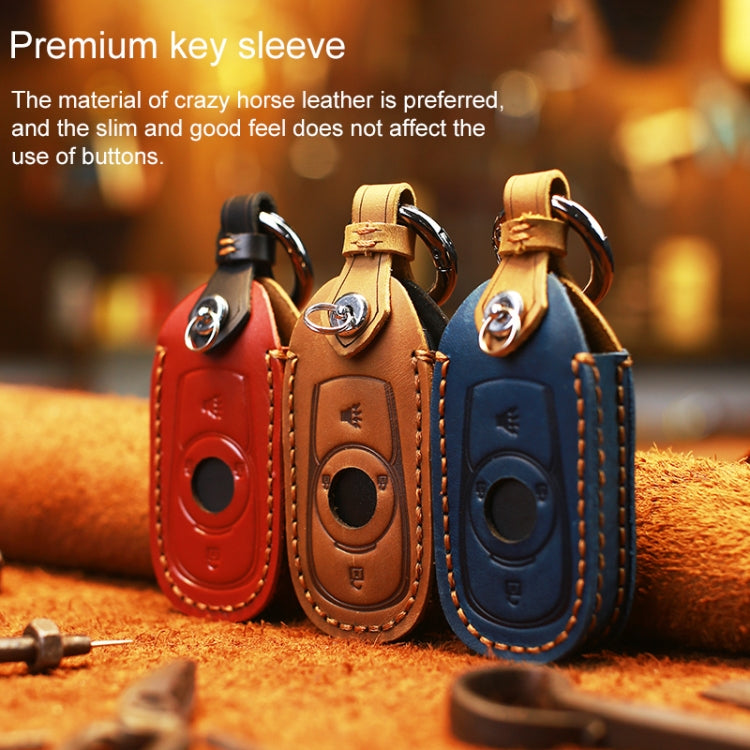 For Buick Car Cowhide Leather Key Protective Cover Key Case, Six Keys Version (Blue) - Car Key Cases by PMC TechLife | Online Shopping South Africa | PMC TechLife | Buy Now Pay Later Mobicred