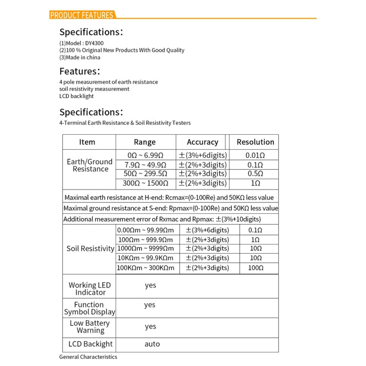 DUOYI DY4300 Higher Accuracy Digital Ground Resistance Tester - free shipping - PMC TechLife - Order now!