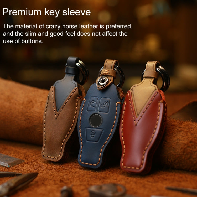 For Mercedes-Benz Old Style Car Cowhide Leather Key Protective Cover Key Case (Red) - Car Key Cases by PMC TechLife | Online Shopping South Africa | PMC TechLife | Buy Now Pay Later Mobicred
