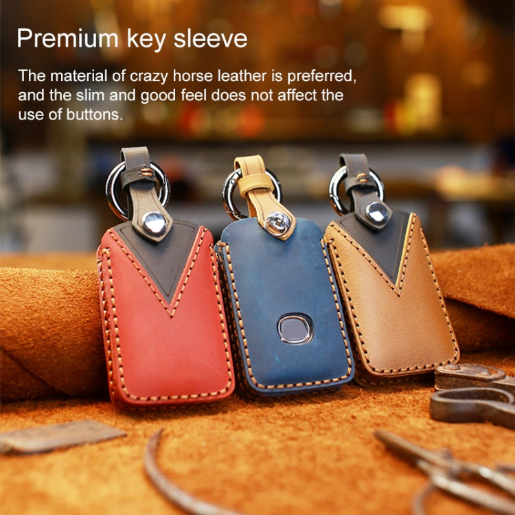 For Mazda New Style Car Cowhide Leather Key Protective Cover Key Case (Brown) - Car Key Cases by PMC TechLife | Online Shopping South Africa | PMC TechLife | Buy Now Pay Later Mobicred