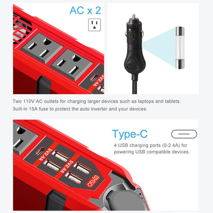 12V to 110V 200W Car Correction Sine Wave Inverter, US Plug - Modified Square Wave by PMC Jewellery | Online Shopping South Africa | PMC Jewellery | Buy Now Pay Later Mobicred