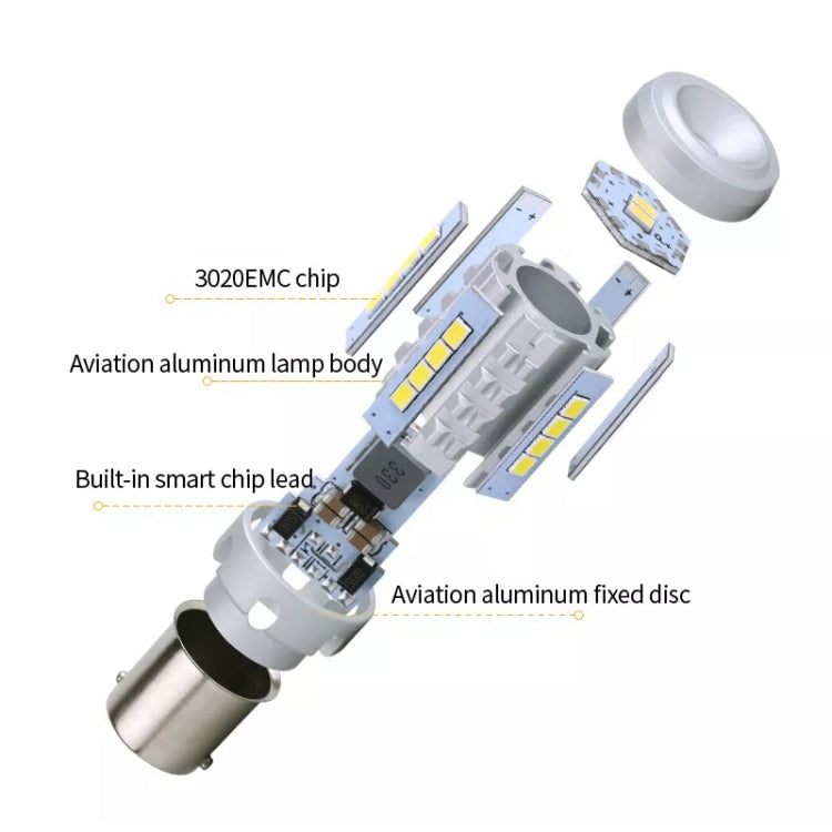 2pcs 1156 IC12-28V / 16.68W / 1.39A Car 3020EMC-26 Constant Current Wide Voltage Turn Signal Light (White Light) - Arrow Turn Lights by PMC Jewellery | Online Shopping South Africa | PMC Jewellery | Buy Now Pay Later Mobicred