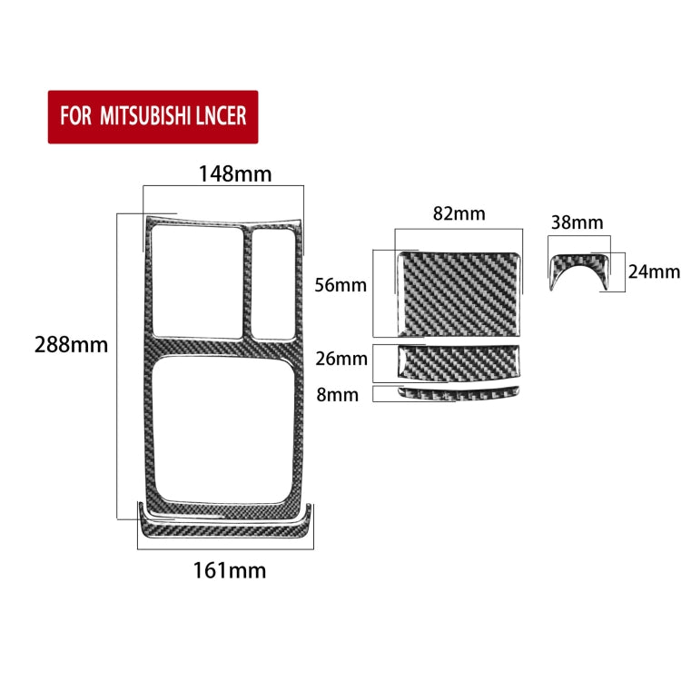 6 PCS Car Carbon Fiber Ashtray + Gear Position Decorative Sticker for Mitsubishi Lancer EVO (Only GTS) 2008-2015, Left and Right Drive Universal - Car Interior Mouldings by PMC Jewellery | Online Shopping South Africa | PMC Jewellery | Buy Now Pay Later Mobicred