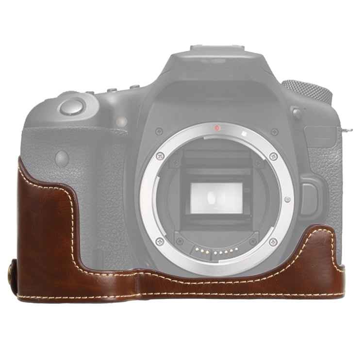 1/4 inch Thread PU Leather Camera Half Case Base for Canon EOS 90D (Coffee) - free shipping - PMC TechLife - Order now!