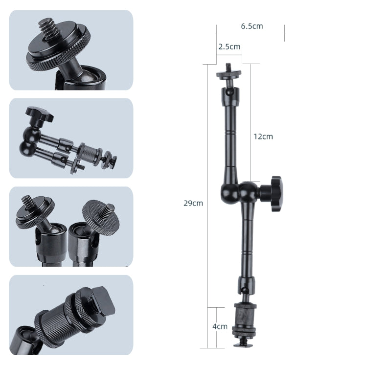 11 inch Adjustable Friction Articulating Magic Arm + Large Claws Clips with Phone Clamp(Black) - Camera Gimbal by PMC Jewellery | Online Shopping South Africa | PMC Jewellery