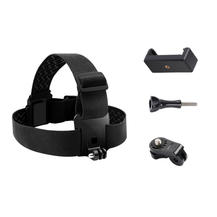 Elastic Mount Belt Adjustable Head Strap with Phone Clamp & Screw & S-type Adapter for GoPro HERO10 Black / HERO9 Black /8 /7 /6 /5, Xiaoyi and Other Action Cameras, Smarphones(Black) - Head Belt by PMC Jewellery | Online Shopping South Africa | PMC Jewellery | Buy Now Pay Later Mobicred