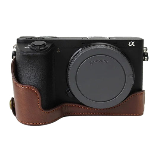 1/4 inch Thread PU Leather Camera Half Case Base for Sony ILCE-A6500 / A6500 (Coffee) - Half Case by PMC Jewellery | Online Shopping South Africa | PMC Jewellery | Buy Now Pay Later Mobicred