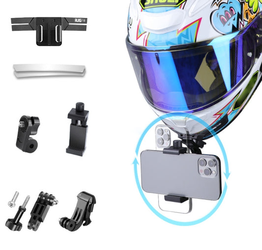 RUIGPRO Action Camera Phone Helmet Mount Kit with J-Hook Buckle & Rotation Phone Clamp & Adapter(Black) - Helmet Mount by RUIGPRO | Online Shopping South Africa | PMC Jewellery | Buy Now Pay Later Mobicred