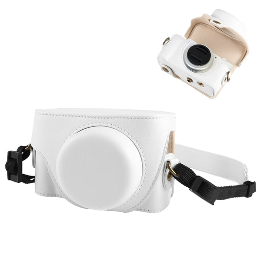 For Sony ZV-1F Vlog Camera Full Body Leather Camera Case Bag with Strap (White) - Leather Bag by PMC Jewellery | Online Shopping South Africa | PMC Jewellery | Buy Now Pay Later Mobicred