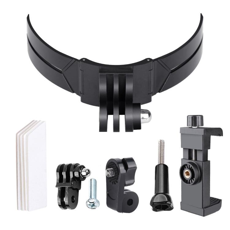 Foldable Bending Action Camera Phone Helmet Mount Kit with J-Hook Buckle & Rotation Phone Clamp & Adapter (Black) - Helmet Mount by PMC TechLife | Online Shopping South Africa | PMC TechLife | Buy Now Pay Later Mobicred