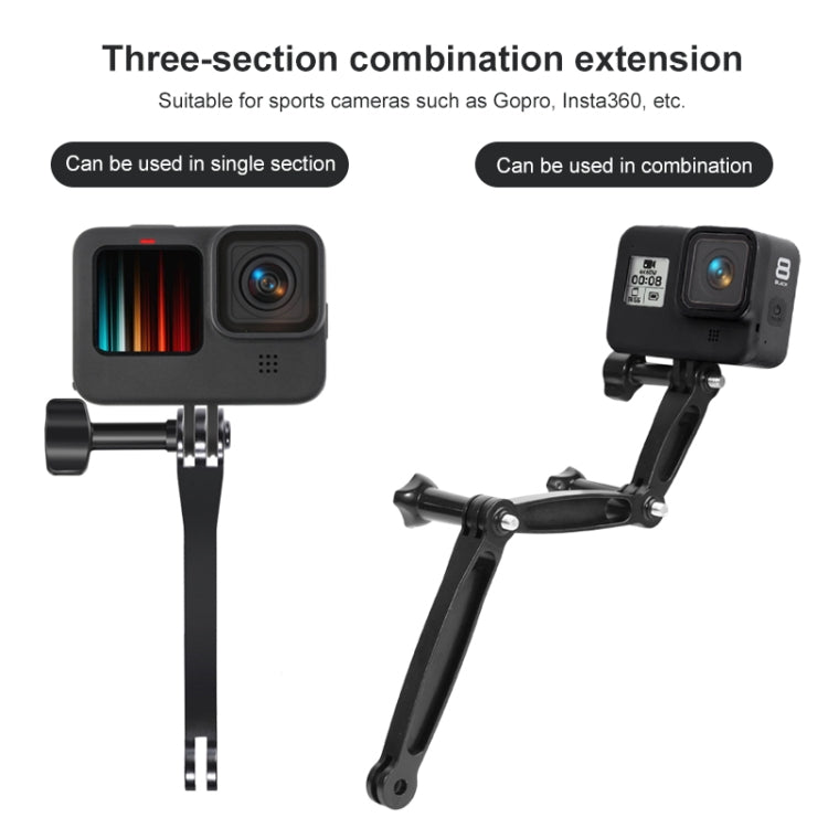 Joint Aluminum Extension Arm Grip Extenter for GoPro Hero12 Black / Hero11 /10 /9 /8 /7 /6 /5, Insta360 Ace / Ace Pro, DJI Osmo Action 4 and Other Action Cameras, Length: 10.8cm - Others by PMC Jewellery | Online Shopping South Africa | PMC Jewellery | Buy Now Pay Later Mobicred