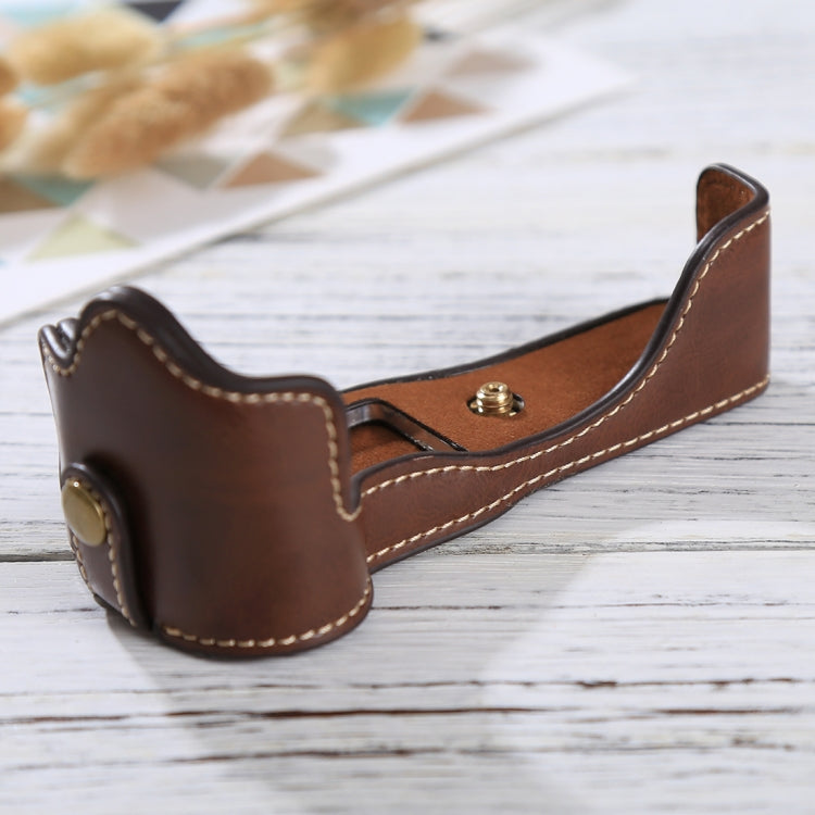 1/4 inch Thread PU Leather Camera Half Case Base for Canon EOS M3(Coffee) - free shipping - PMC TechLife - Order now!