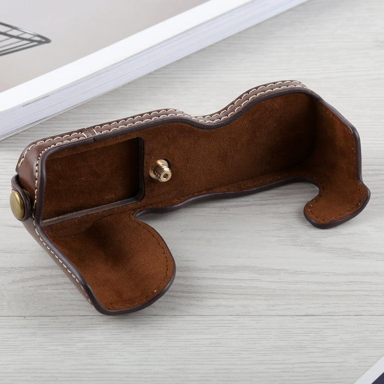 1/4 inch Thread PU Leather Camera Half Case Base for FUJIFILM X-A5 / X-A20(Coffee) - free shipping - PMC TechLife - Order now!