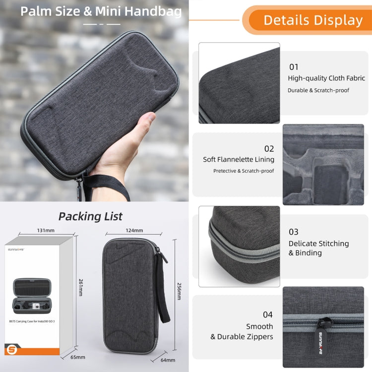 For Insta360 GO 3 Sunnylife Camera Set Storage Bag (Black) - Case & Bags by Sunnylife | Online Shopping South Africa | PMC Jewellery | Buy Now Pay Later Mobicred
