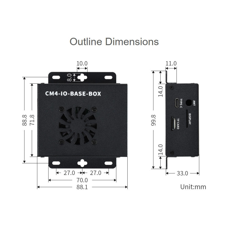 Waveshare Mini IO Board Lite Ver Mini-Computer Base Box with Metal Case & Cooling Fan for Raspberry Pi CM4(EU Plug) - Mini PC Accessories by WAVESHARE | Online Shopping South Africa | PMC Jewellery | Buy Now Pay Later Mobicred