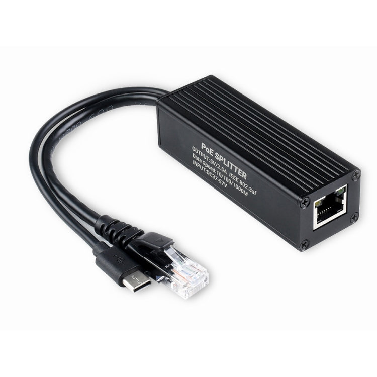 Waveshare Metal Case Gigabit PoE Splitter, 5V 2.5A Type-C Out - free shipping - PMC TechLife - Order now!