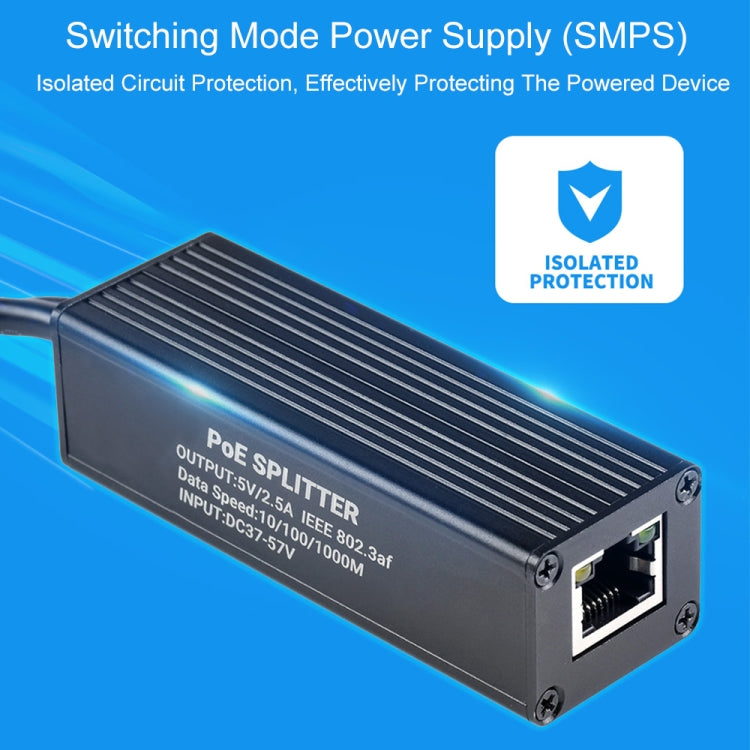 Waveshare Metal Case Gigabit PoE Splitter, 5V 2.5A Type-C Out - Modules Expansions Accessories by WAVESHARE | Online Shopping South Africa | PMC Jewellery | Buy Now Pay Later Mobicred