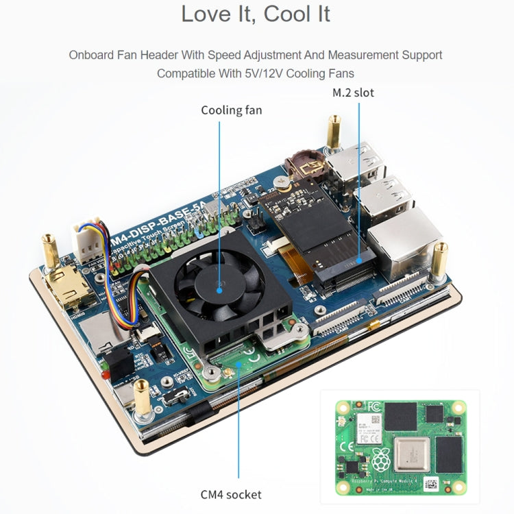 WAVESHARE 5 inch Touch Screen Expansion for Raspberry Pi CM4, PoE Header, Gigabit Ethernet, 4K Output - LCD & LED Display Module by WAVESHARE | Online Shopping South Africa | PMC Jewellery | Buy Now Pay Later Mobicred