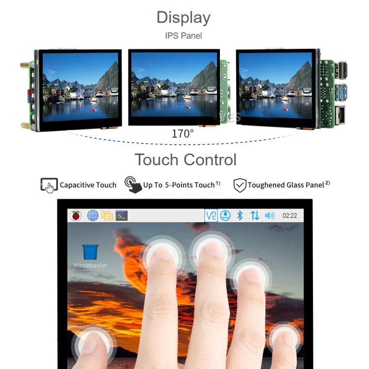Waveshare 3.5 inch HDMI Capacitive Touch IPS LCD Display (E), 640 x 480, Audio Jack - free shipping - PMC TechLife - Order now!