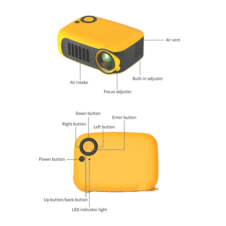 A2000 Portable Projector 800 Lumen LCD Home Theater Video Projector, Support 1080P, EU Plug (Black) - LED Projector by PMC Jewellery | Online Shopping South Africa | PMC Jewellery | Buy Now Pay Later Mobicred