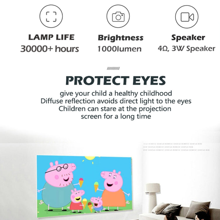 A2000 1080P Mini Portable Smart Projector Children Projector, AU Plug(Black) - Mini Projector by PMC Jewellery | Online Shopping South Africa | PMC Jewellery | Buy Now Pay Later Mobicred