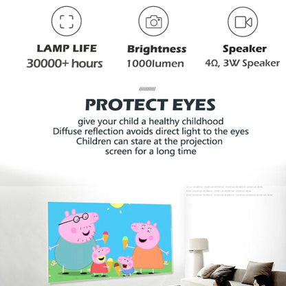 A2000 1080P Mini Portable Smart Projector Children Projector, UK Plug(Black) - Mini Projector by PMC Jewellery | Online Shopping South Africa | PMC Jewellery | Buy Now Pay Later Mobicred