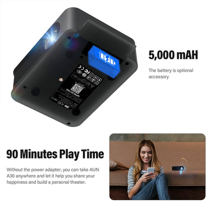 AUN A30C Pro 480P 3000 Lumens Sync Screen with Battery Version Portable Home Theater LED HD Digital Projector (US Plug) - LED Projector by AUN | Online Shopping South Africa | PMC Jewellery | Buy Now Pay Later Mobicred