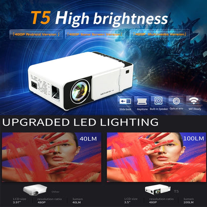 T5 100ANSI Lumens 1024x600 Resolution LED+LCD Technology Smart Projector, Support HDMI / SD Card / 2 x USB / Audio 3.5mm, Same Screen Version - LED Projector by PMC Jewellery | Online Shopping South Africa | PMC Jewellery | Buy Now Pay Later Mobicred