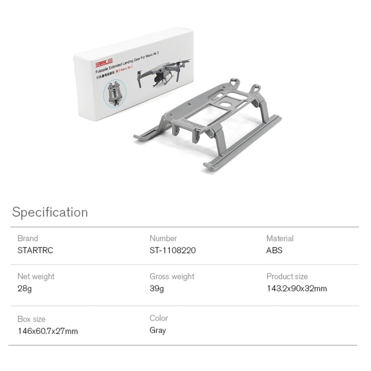 STARTRC Folding Anti-fall Anti-dirt Heightened Landing Gear Training Rack for DJI Mavic Air 2 /  Air 2S(Grey) - Holder Series by STARTRC | Online Shopping South Africa | PMC Jewellery | Buy Now Pay Later Mobicred