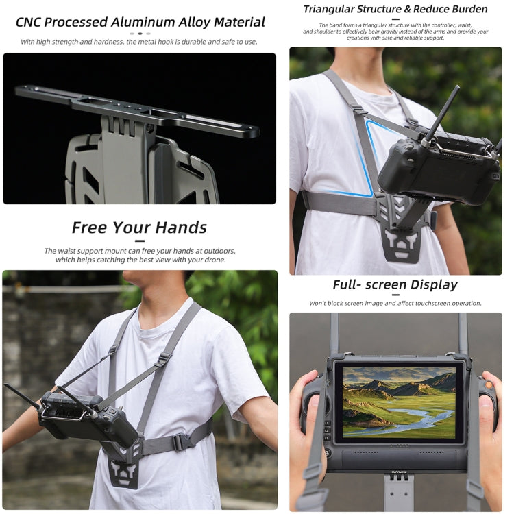 For DJI RC Plus Sunnylife Remote Control Waist Support Bracket Chest Strap (Grey) - free shipping - PMC TechLife - Order now!