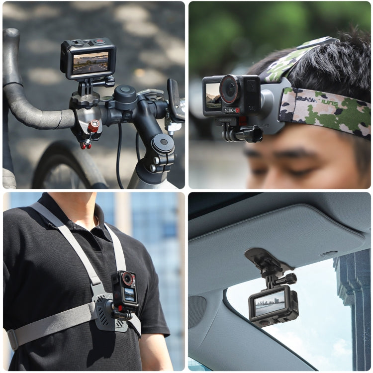 For DJI Osmo 360 / Action 5 Pro / 4 / 3 Sunnylife Foldable Magnetic Quick Release Mount Action Camera Selfie Stick Tripod Adapter Cam Stand (Black) - free shipping - PMC TechLife - Order now!