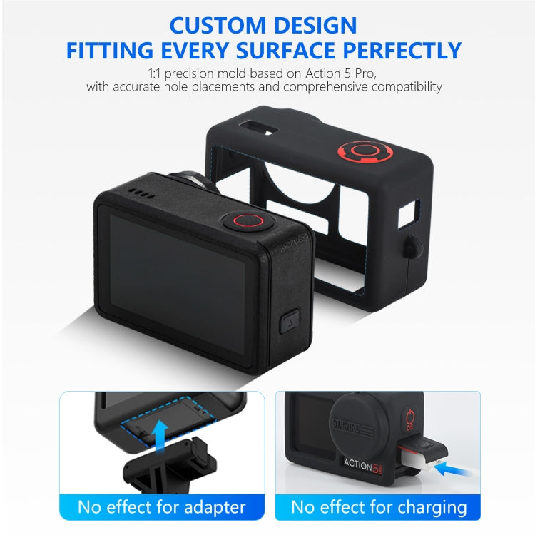 For DJI Osmo Action 5 Pro STARTRC Silicone Protective Case with Lens Cover (Orange) - free shipping - PMC TechLife - Order now!