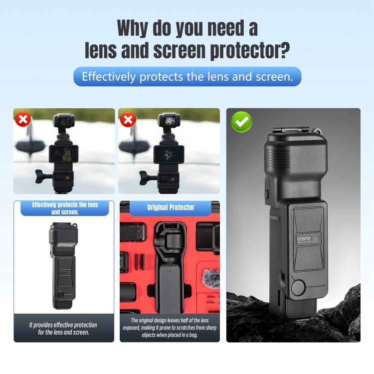 For DJI Osmo Pocket 3 STARTRC Gimbal Protective Cover Camera Lens Protective Case (Black) - free shipping - PMC TechLife - Order now!