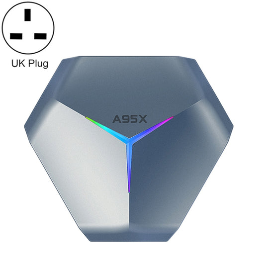A95X F4 8K UHD Smart TV BOX Android 10.0 Media Player with Remote Control, Amlogic S905X4 Quad Core Cortex-A55 up to 2.0GHz, RAM: 4GB, ROM: 64GB, 2.4GHz/5GHz WiFi, Bluetooth, UK Plug(Metallic Blue) - Amlogic S905 by PMC Jewellery | Online Shopping South Africa | PMC Jewellery