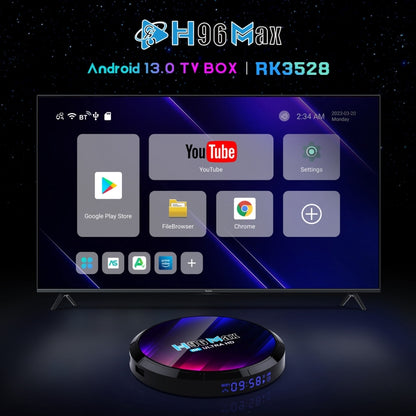 H96 Max 8K Ultra HD Smart TV Box Android 13.0 Media Player with Remote Control, RK3528 Quad-Core, 4GB+64GB(US Plug) - RK3318 by PMC Jewellery | Online Shopping South Africa | PMC Jewellery | Buy Now Pay Later Mobicred