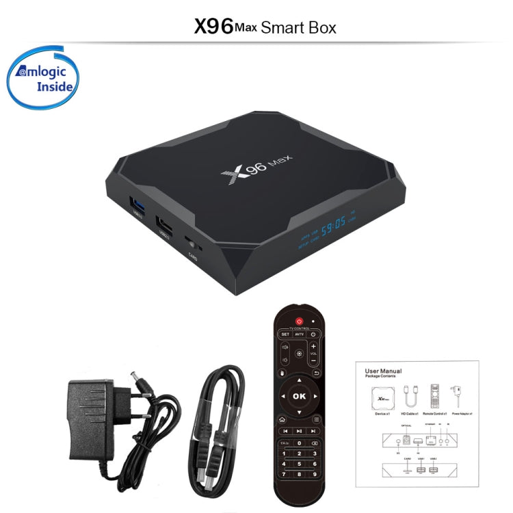 X96 Max 4K Ultra HD Media Player Smart TV Box with Remote Controller, Android 8.1, Amlogic S905X2 Quad Core ARM Cortex-A53 up to 2GHz, 4GB+64GB, Support TF Card, RJ45, Dual Band WiFi, Bluetooth(Black) - Amlogic S905 by PMC Jewellery | Online Shopping South Africa | PMC Jewellery | Buy Now Pay Later Mobicred