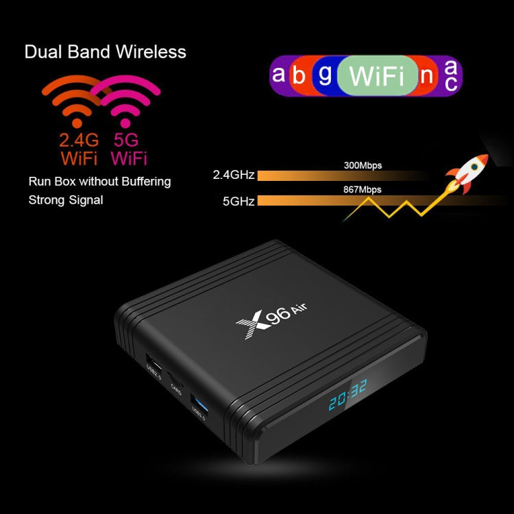 X96 Air 8K Smart TV BOX Android 9.0 Media Player with Remote Control, Quad-core Amlogic S905X3, RAM: 4GB, ROM: 64GB, Dual Band WiFi, Bluetooth, UK Plug - Amlogic S905 by PMC Jewellery | Online Shopping South Africa | PMC Jewellery | Buy Now Pay Later Mobicred