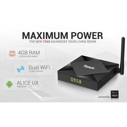 TANIX TX6s 4K Smart TV BOX Android 10 Media Player with Remote Control, Quad Core Allwinner H616, RAM: 4GB, ROM: 64GB, 2.4GHz/5GHz WiFi, Bluetooth, EU Plug - Allwinner H6 by PMC Jewellery | Online Shopping South Africa | PMC Jewellery | Buy Now Pay Later Mobicred