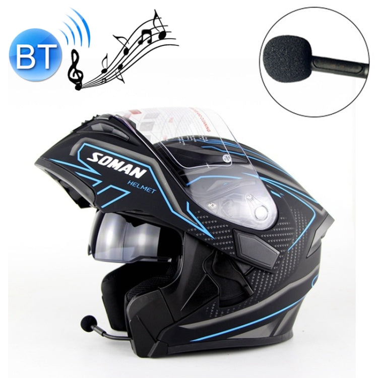 Soman 955 Skyeye Motorcycle Full / Open Face Bluetooth Helmet Headset Full Face, Supports Answer / Hang Up Calls(Black Blue) - Helmets by SOMAN | Online Shopping South Africa | PMC Jewellery | Buy Now Pay Later Mobicred