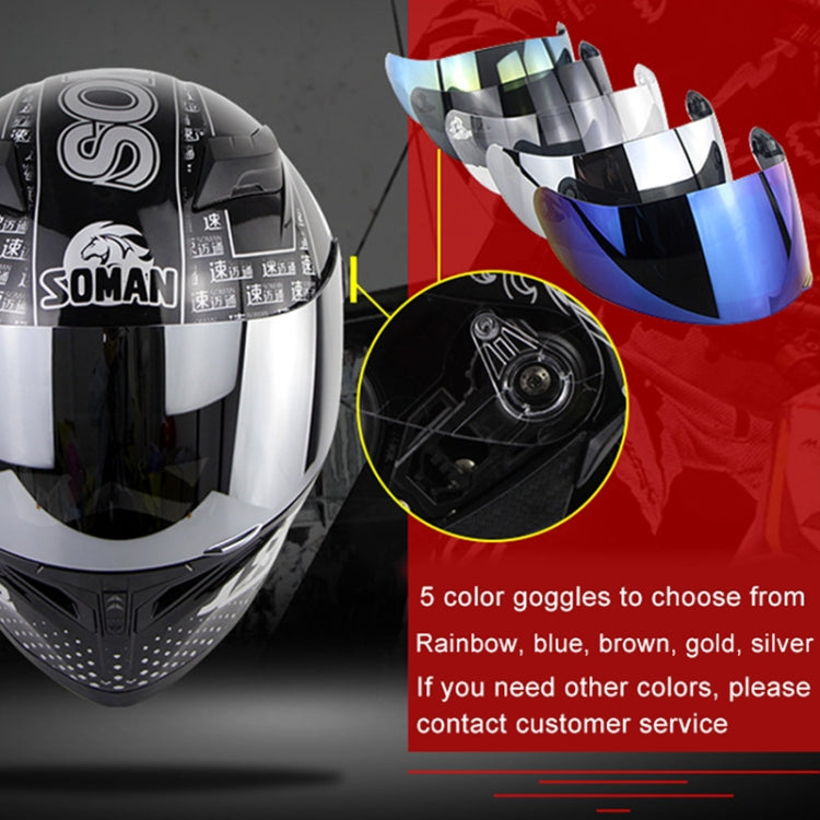 Soman SM-960 Motorcycle Electromobile Full Face Helmet Double Lens Protective Helmet(Blue with Blue Lens) - Helmets by SOMAN | Online Shopping South Africa | PMC Jewellery | Buy Now Pay Later Mobicred