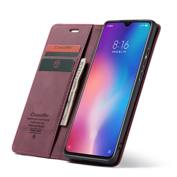 CaseMe-013 Multifunctional Horizontal Flip Leather Case with Card Slot & Holder for Xiaomi 9(Wine Red) - Xiaomi Cases by CaseMe | Online Shopping South Africa | PMC Jewellery | Buy Now Pay Later Mobicred