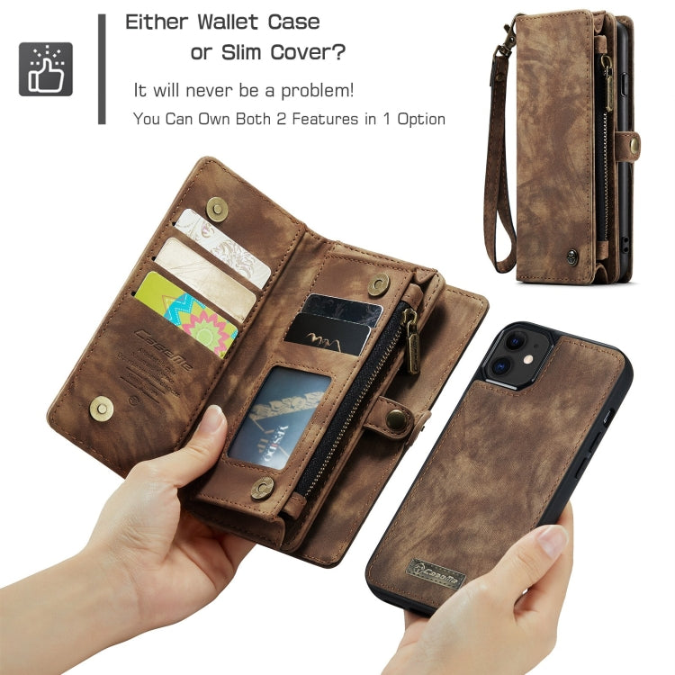 For iPhone 11 CaseMe-008 Detachable Multifunctional Horizontal Flip Leather Case with Card Slot & Holder & Zipper Wallet & Photo Frame (Brown) - iPhone 11 Cases by CaseMe | Online Shopping South Africa | PMC Jewellery | Buy Now Pay Later Mobicred