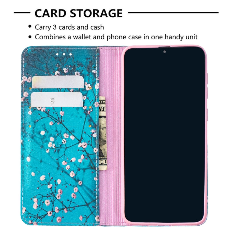 For Samsung Galaxy A50 Colored Drawing Pattern Invisible Magnetic Horizontal Flip PU Leather Case with Holder & Card Slots & Wallet(Plum Blossom) - Galaxy Phone Cases by PMC Jewellery | Online Shopping South Africa | PMC Jewellery