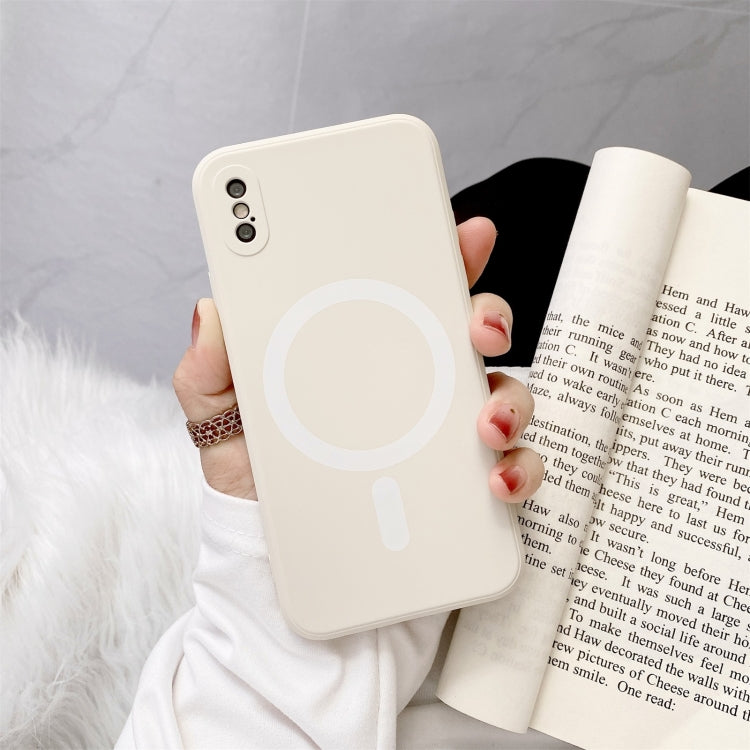 For iPhone X / XS Liquid Silicone Full Coverage Shockproof Magsafe Case(Beige) - More iPhone Cases by PMC TechLife | Online Shopping South Africa | PMC TechLife