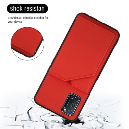 For OPPO A52 & A72 & A92 Skin Feel PU + TPU + PC Back Cover Shockproof Case with Card Slots & Holder & Photo Frame(Red) - OPPO Cases by PMC Jewellery | Online Shopping South Africa | PMC Jewellery | Buy Now Pay Later Mobicred