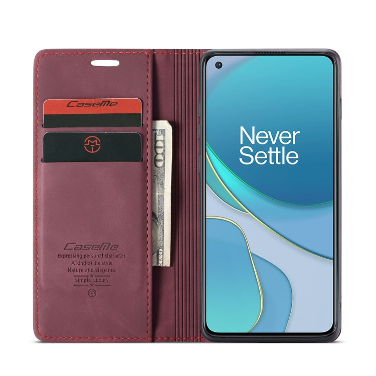 For OnePlus 8T CaseMe-013 Multifunctional Retro Frosted Horizontal Flip Leather Case with Card Slot & Holder & Wallet(Wine Red) - OnePlus Cases by CaseMe | Online Shopping South Africa | PMC Jewellery | Buy Now Pay Later Mobicred